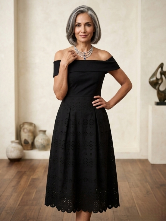 Banana Republic Dresses & Skirts - Banana Republic Petite NEW Black Off the Shoudlers Geometric Cut Out Pattern 2P